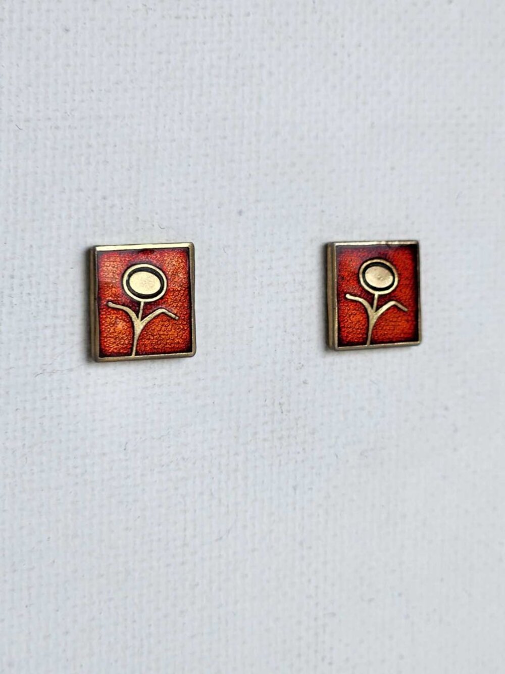 Vintage Robert Gervais 70s signed Modernist enamel figural flower earringgs - Picture 7 of 7